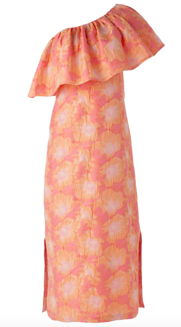 Sutton Dress Hot Coral Paradise Jacquard