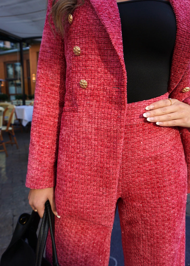 Carter Trouser Pink Boucle Tweed