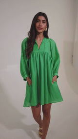 Violet Dress Kelly Green Gridded Voile