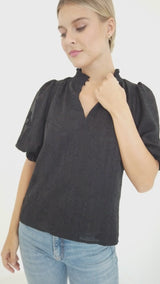 Bennett Top Black Burnout Chiffon