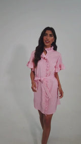 Katie Dress Salmon Tufted Cotton