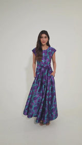 Olivia Gown Purple Floral Silhouette Jacquard