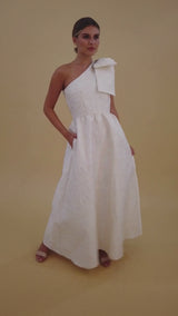 Caroline Gown White Bubble Jacquard