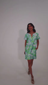 Lulu Dress Green Abstract Brocade