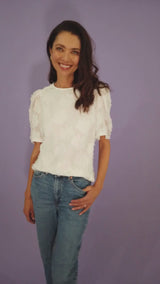 Marty Top White Sunflower Burnout Chiffon