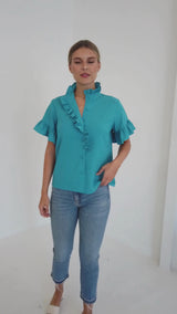 Sadie Top Coastal Blue Linen