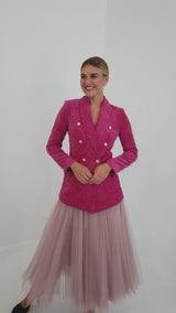 Calvin Blazer Pink Boucle Tweed