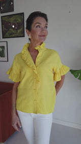 Sadie Top Yellow Linen