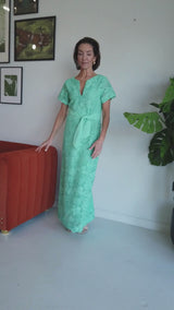 Heidi Caftan Gown Julep Green 3-D Lace