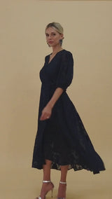 DIANE WRAP DRESS NAVY CHIFFON