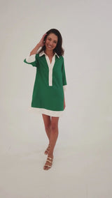 Piper Caftan Kelly Green White Linen