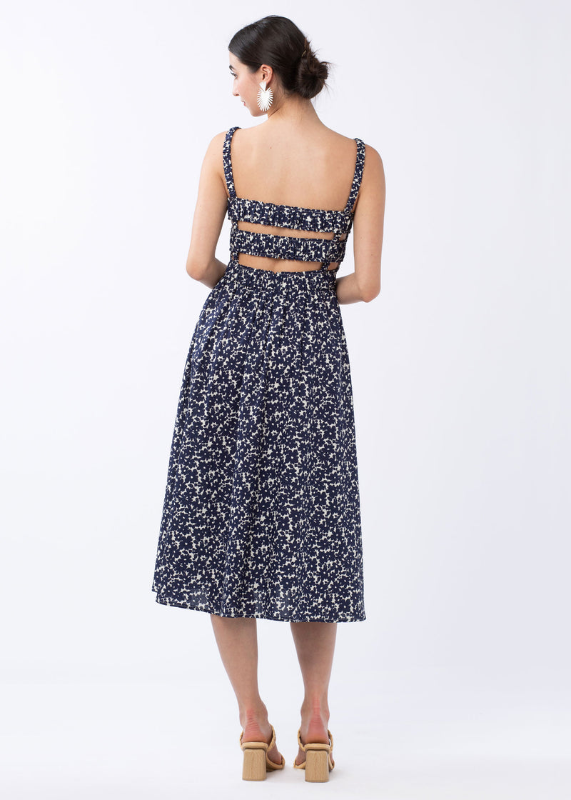 Ashley Smocked Dress Navy Floral