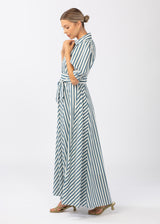 Charlotte Collared Gown Vineyard Stripe