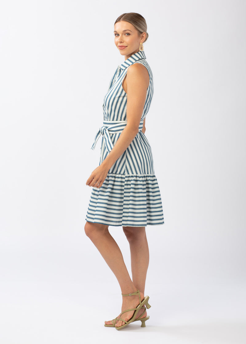 Lara Ruffle Mini Dress Vineyard Stripe