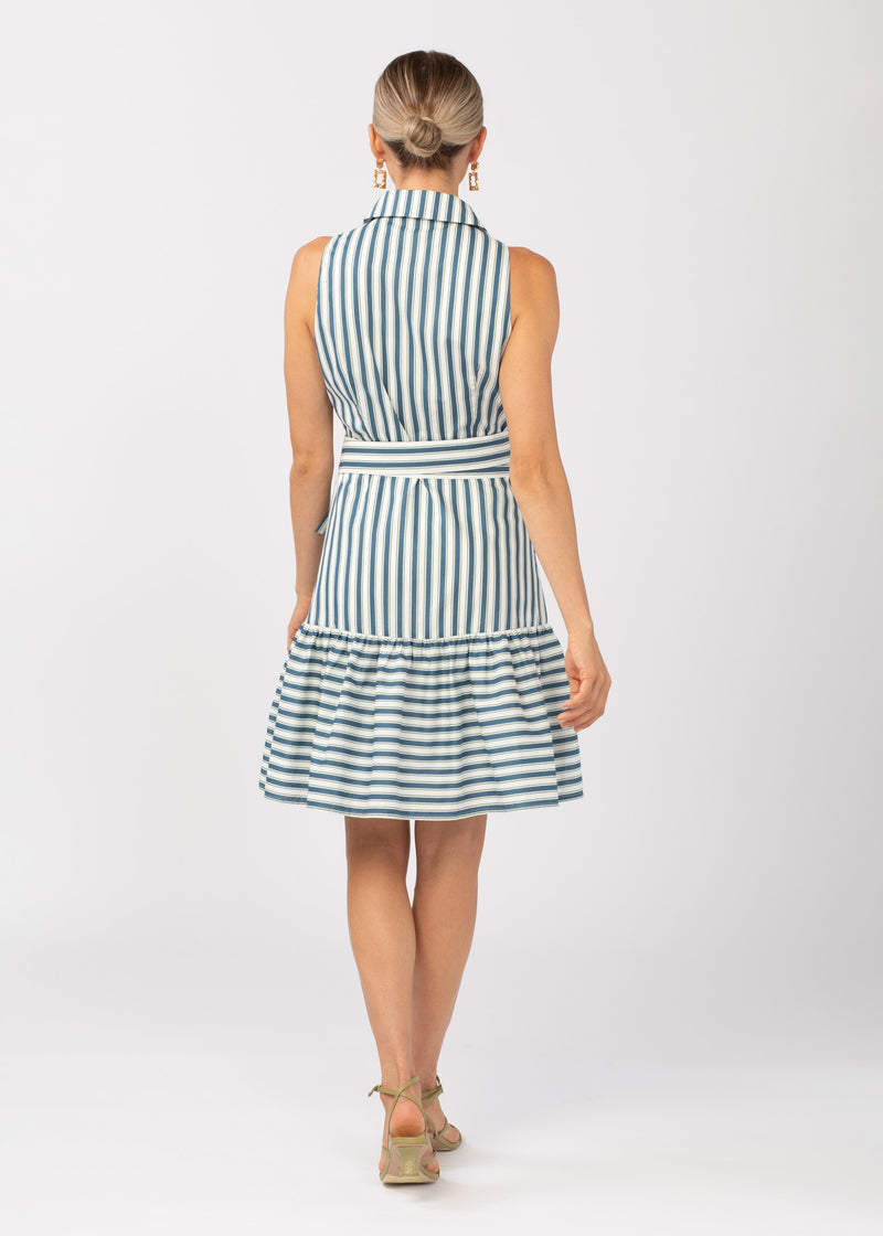 Lara Ruffle Mini Dress Vineyard Stripe