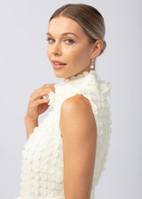 Betty Ruffle Neck Dress Ivory Paillettes