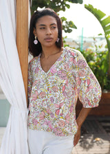 Anna V-Neck Top Botanical Punch