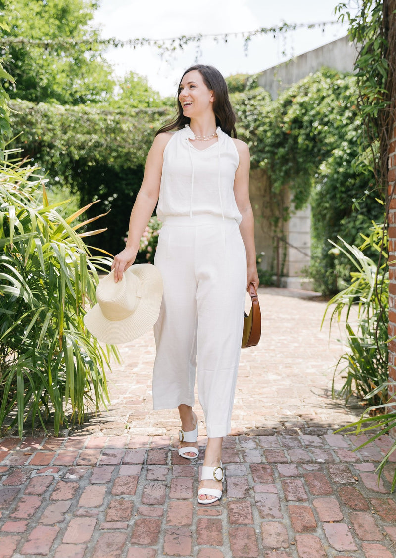 GILLIAN RUFFLE NECK TOP WHITE