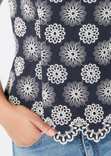 Bea Peplum Top Embroidered Daisy