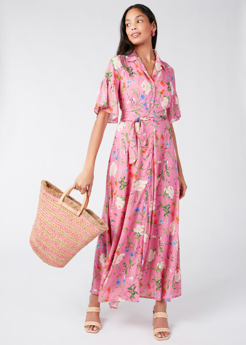 Charlotte Gown Tossed Floral Pink