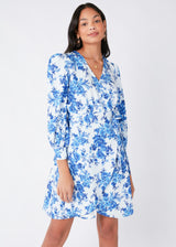 Diane Mini Wrap Dress Blue Rose Chintz