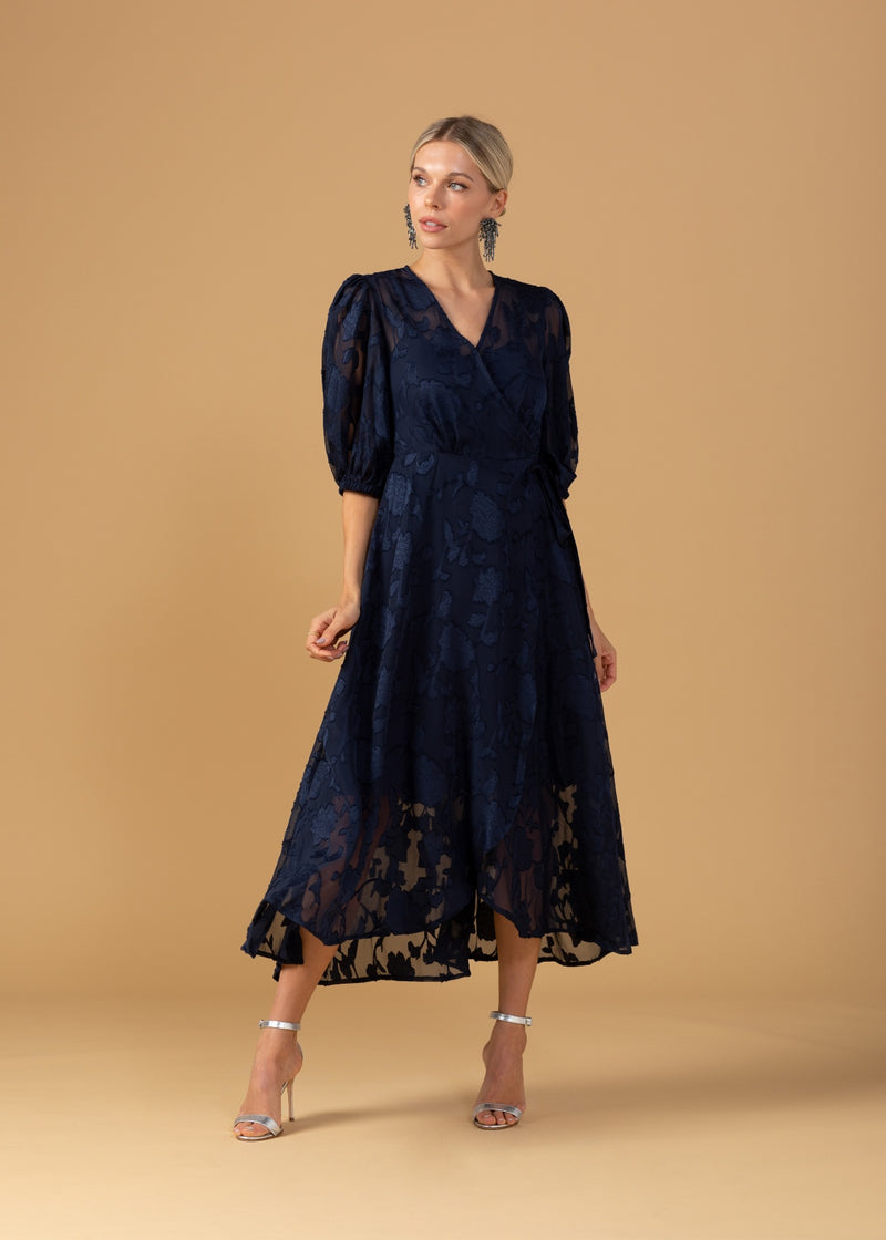 DIANE WRAP DRESS NAVY CHIFFON