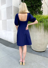 Margot Square Neck Dress Navy