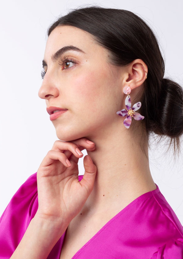 Flower with Gold Center Earrings