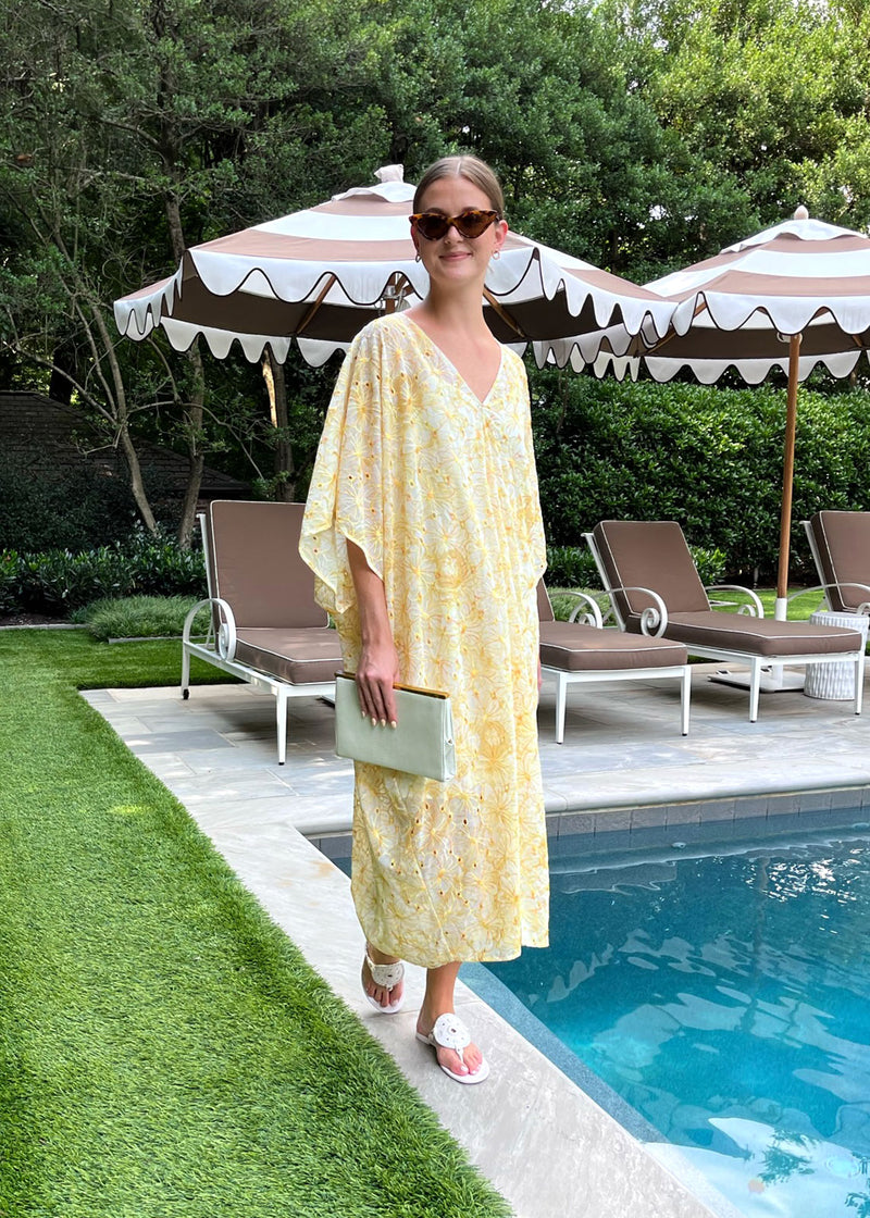 Rosemary Caftan Dress Yellow Lace