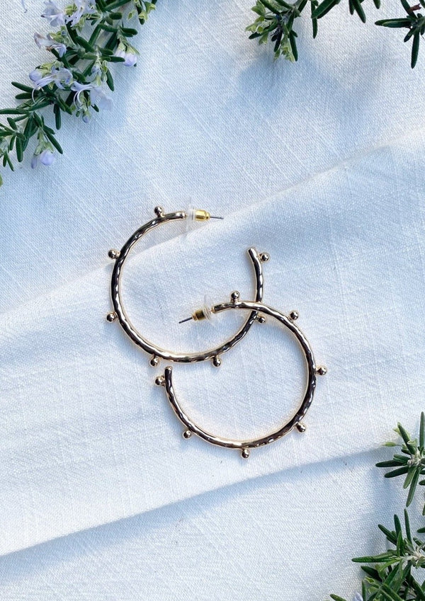 Gold Studded Hoop Earrings